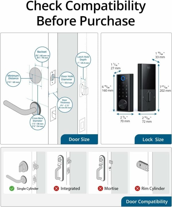 anker eufy smart lock fingerprint & wi fi black (t8520111)