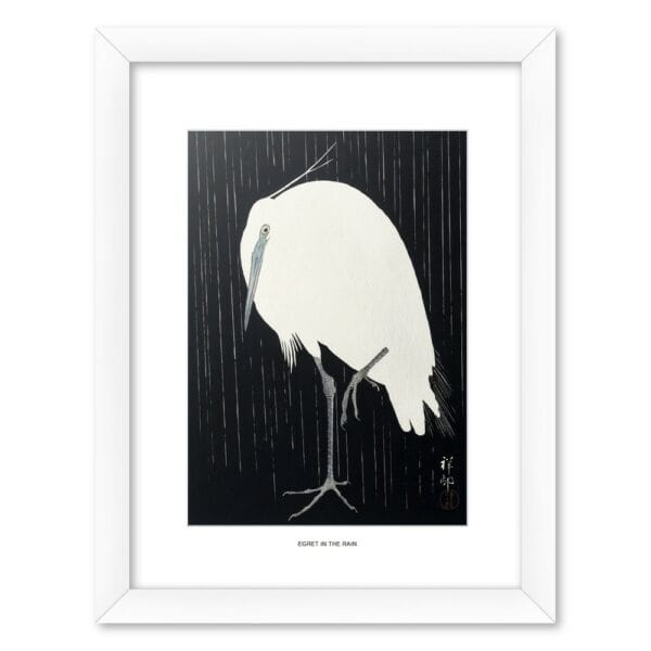 art print 30x40 cm egret in the rain framed (8435497234041)
