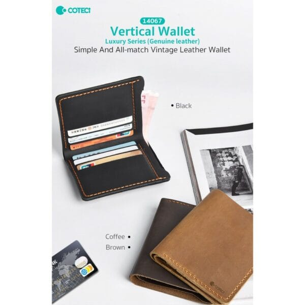 coteetci luxury series (genuine leather) vertical wallet (random colors) 14067