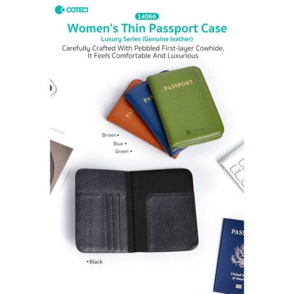 coteetci luxury series (genuine leather)women's thin passport case (random colors) 14066