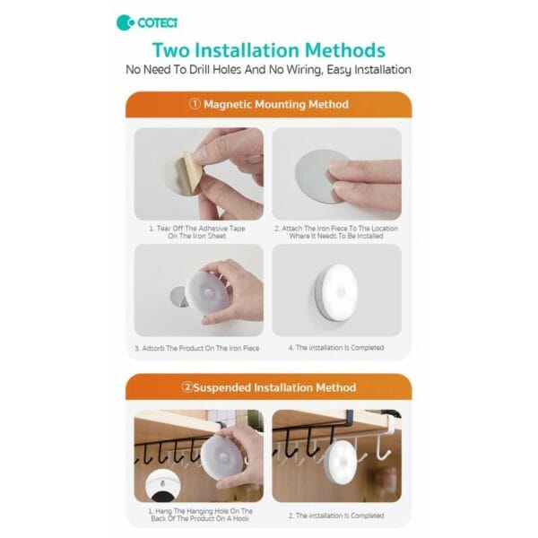coteetci motion sensor led light (white light 2700k) 89001