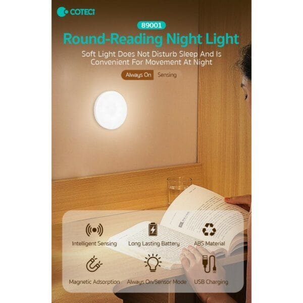 coteetci motion sensor led light (white light 2700k) 89001
