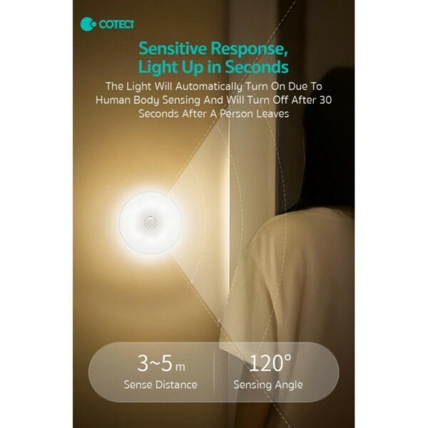 coteetci motion sensor led light (white light 2700k) 89001