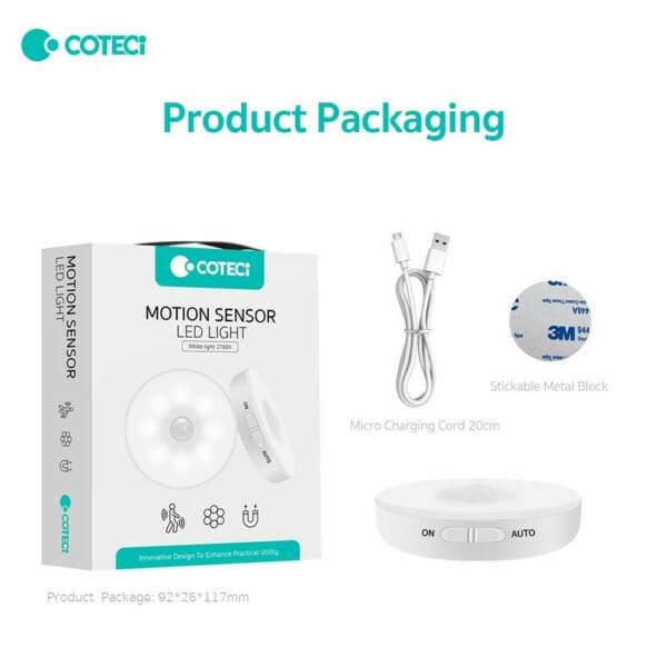 coteetci motion sensor led light (white light 2700k) 89001