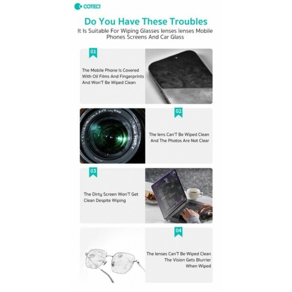 coteetci screen & lens cleaning wipe box (tr 017)