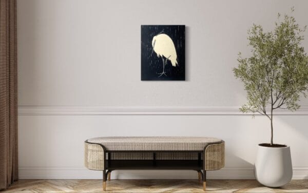 art print 30x40 cm egret in the rain framed (8435497234041)