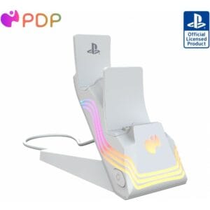 pdp afterglow wave dual ps5 controller charger white (0708056072568)