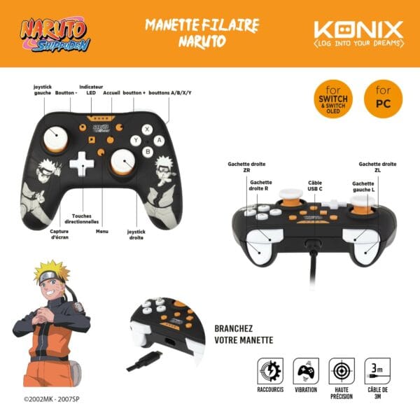 konix naruto sw/pc gamepad black (3328170286831)