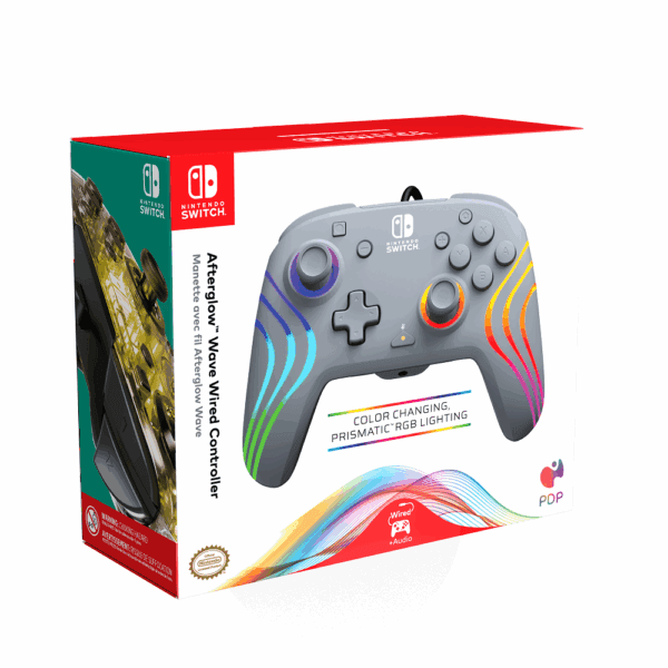 pdp wired controller after glow wave for nintendo switch (grey) (0708056071981)