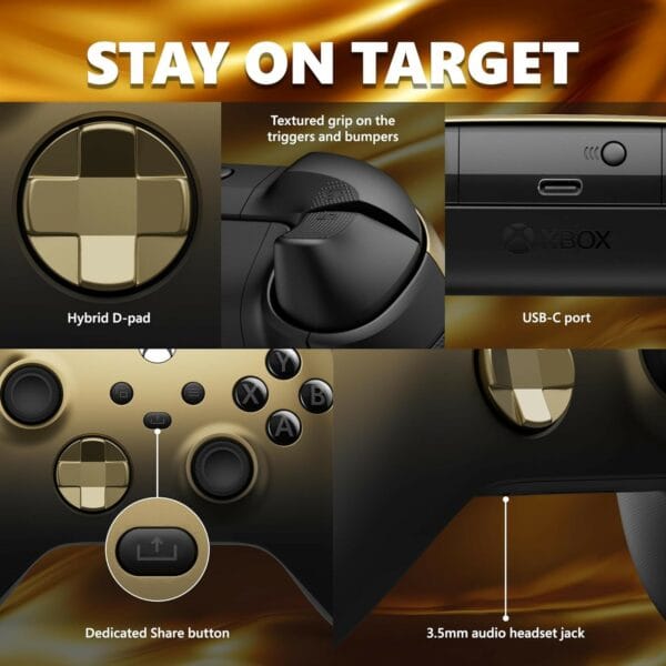 xbox special edition wireless gaming controller – gold shadow (196388141432)