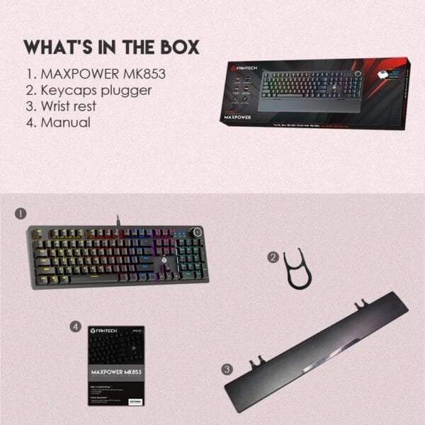 fantech maxpower mk853 mechanical keyboard with wrist rest