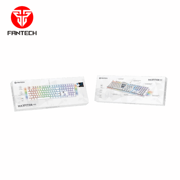 fantech mk855 maxfit 108 rgb wired mechanical keyboard white (blue switch)
