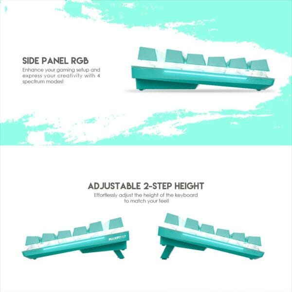 fantech mk856 maxfit87 wired mechanical keyboard mint edition (blue switch)