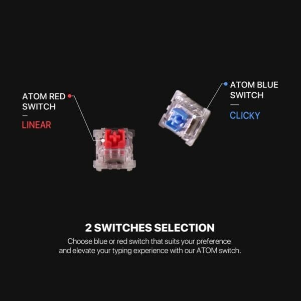 fantech mk876v2 atom87 wired mechanical keyboard sumi edition (blue switch)