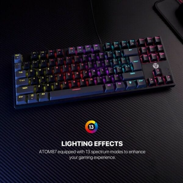 fantech mk876v2 atom87 wired mechanical keyboard sumi edition (blue switch)