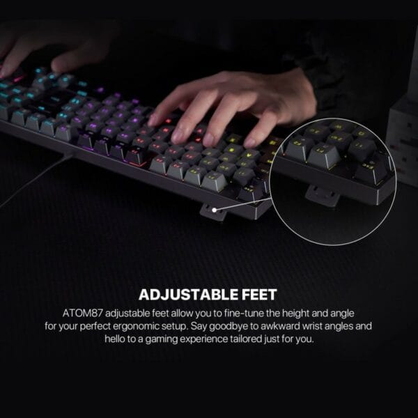 fantech mk876v2 atom87 wired mechanical keyboard sumi edition (blue switch)