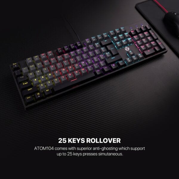 fantech mk886v2 atom 104 wired mechanical keyboard sumi edition (blue switch)
