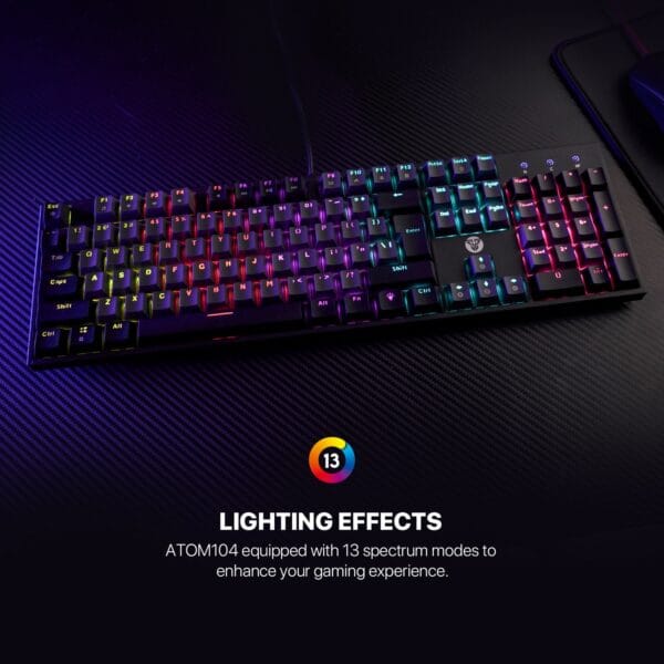 fantech mk886v2 atom 104 wired mechanical keyboard sumi edition (blue switch)