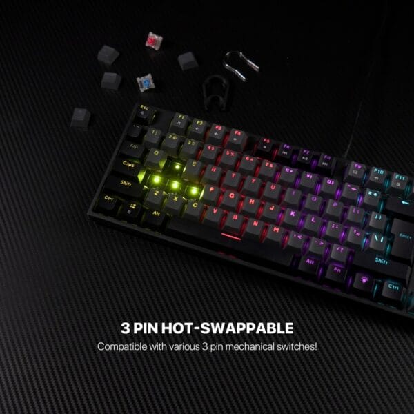 fantech mk886v2 atom 104 wired mechanical keyboard sumi edition (blue switch)