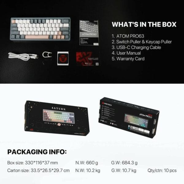fantech mk912 atom pro63 tri mode mechanical keyboard stellar edition (red switch)