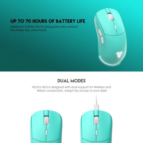 fantech xd3 helios dual mode gaming mouse mint edition