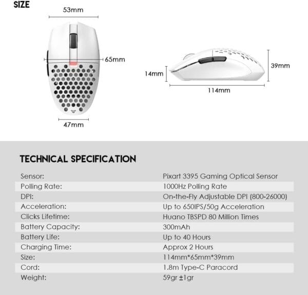 fantech xd7 aria tri mode gaming mouse + mt01 replacement shell bundle