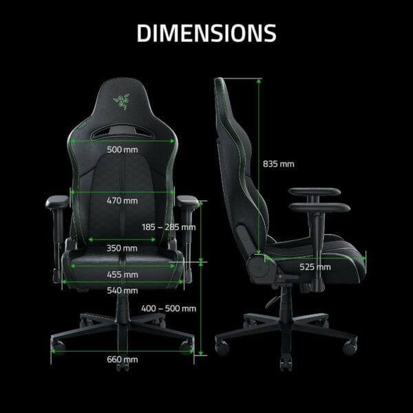 razer enki x gaming chair black/green (synthetic leather)