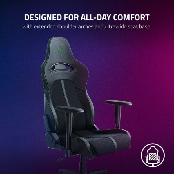 razer enki x gaming chair black/green (synthetic leather)
