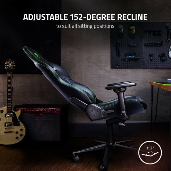 razer enki x gaming chair black/green (synthetic leather)