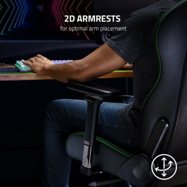razer enki x gaming chair black/green (synthetic leather)