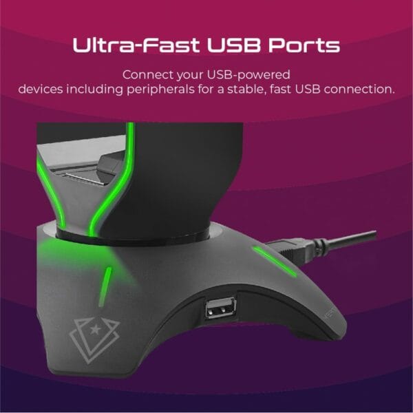 vertux extent multi purpose mouse bungee with headphone stand and usb hub