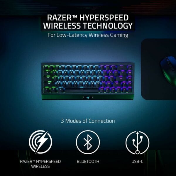 razer blackwidow v3 mini hyperspeed 65% (yellow switch) phantom pudding keycaps