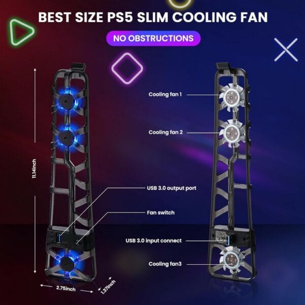 konix ps5 silm cooling fan led (3328170022262)