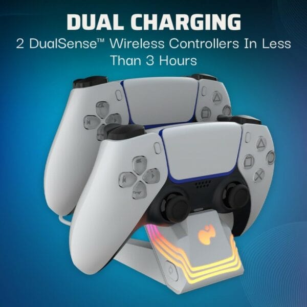 pdp afterglow wave dual ps5 controller charger white (0708056072568)