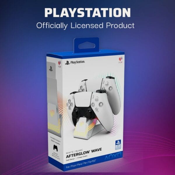 pdp afterglow wave dual ps5 controller charger white (0708056072568)
