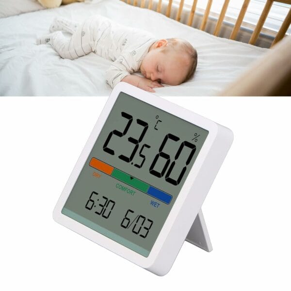 nk5253 temperature hygrometer clock white