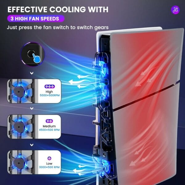 konix ps5 silm cooling fan led (3328170022262)