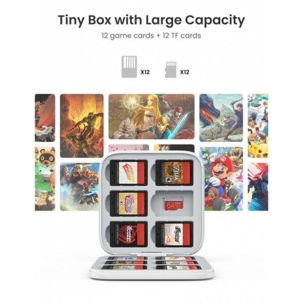ugreen 30210 nintendo switch game card case with 12 cartridge slots + 12 micro sd slots
