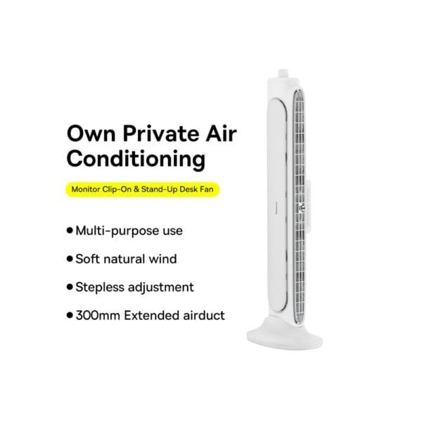 baseus refreshing clip on monitor and desk fan stand (white) (bs hf005)