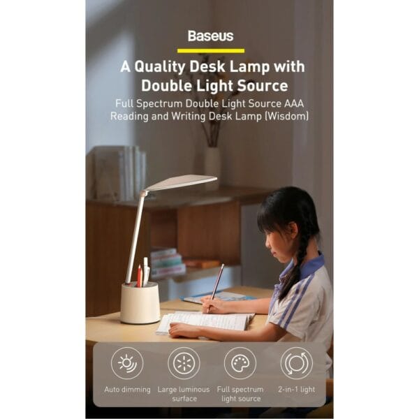 baseus smart eye series full spectrum double light source aaa reading and writing desk lamp