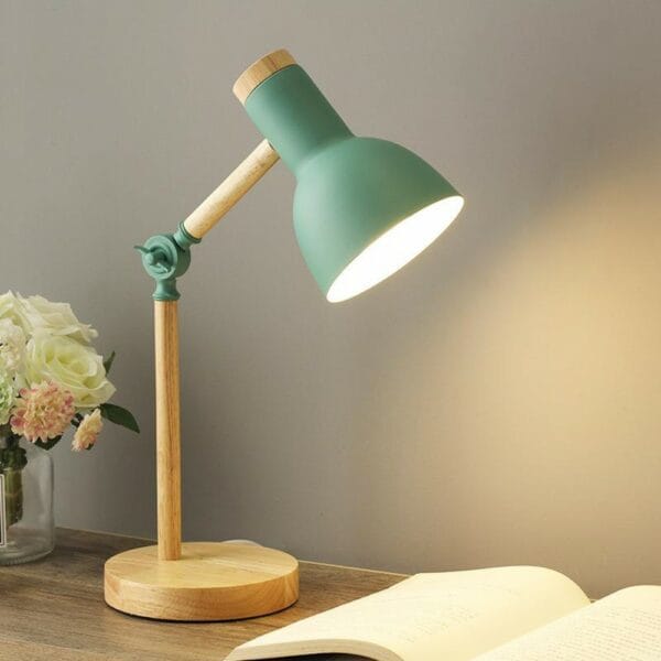 creative nordic style wood desk lamp foldable iron table lamp