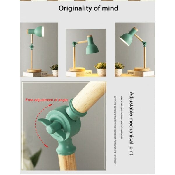 creative nordic style wood desk lamp foldable iron table lamp