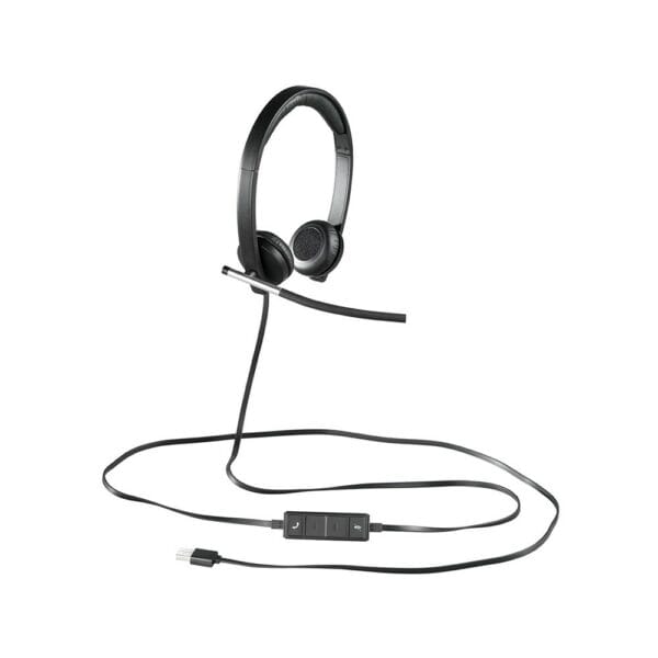 logitech h650e wired headset, mono headphone with noise cancelling microphone, usb, in line