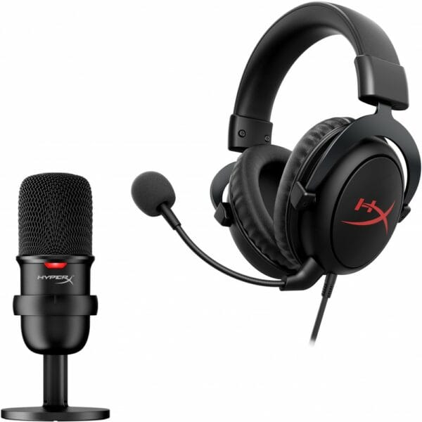 hyperx streamer kit (cloud core headphone + solocast microphone)
