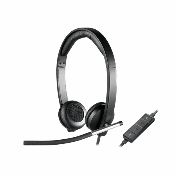 logitech h650e wired headset, mono headphone with noise cancelling microphone, usb, in line