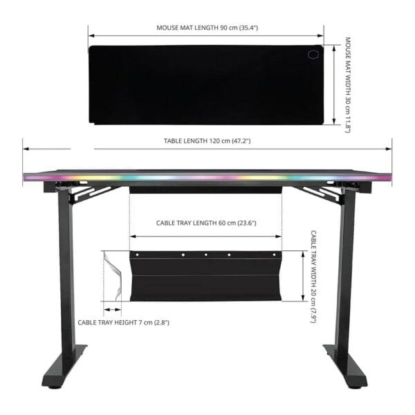 cooler master gd120 argb gaming desk a1 (gd cm argb a1 gd120 pra1)