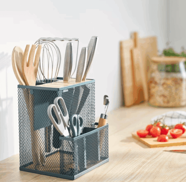 ikea vimplefisk knife block, bamboo/grey turquoise (505.826.99)