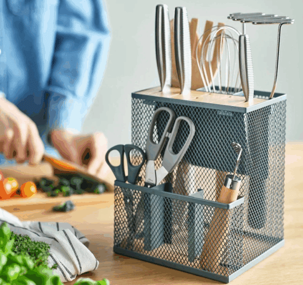ikea vimplefisk knife block, bamboo/grey turquoise (505.826.99)