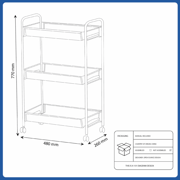 ikea hornavan white trolley 26x48x77 cm (702.438.73)