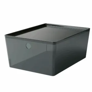 ikea kuggis box with lid transparent black (505.140.40)